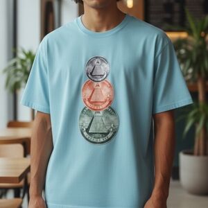 RokuStudio  Man's Money T-shirt Novelty Oversized size XL Teal